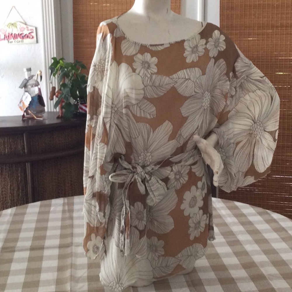 Floral Brown Tunic Top